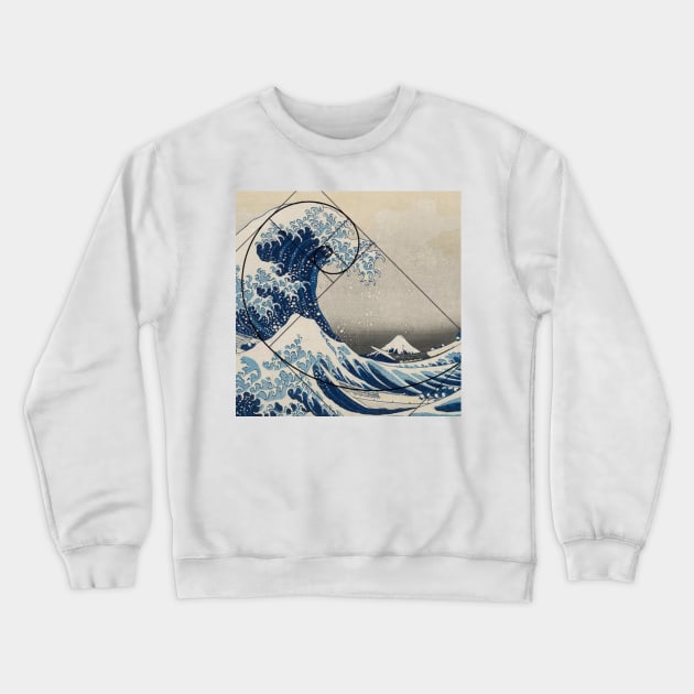 Golden Ratio - Great Wave of Kamagawa - Fibonacci Spiral Crewneck Sweatshirt by Didjeridingo